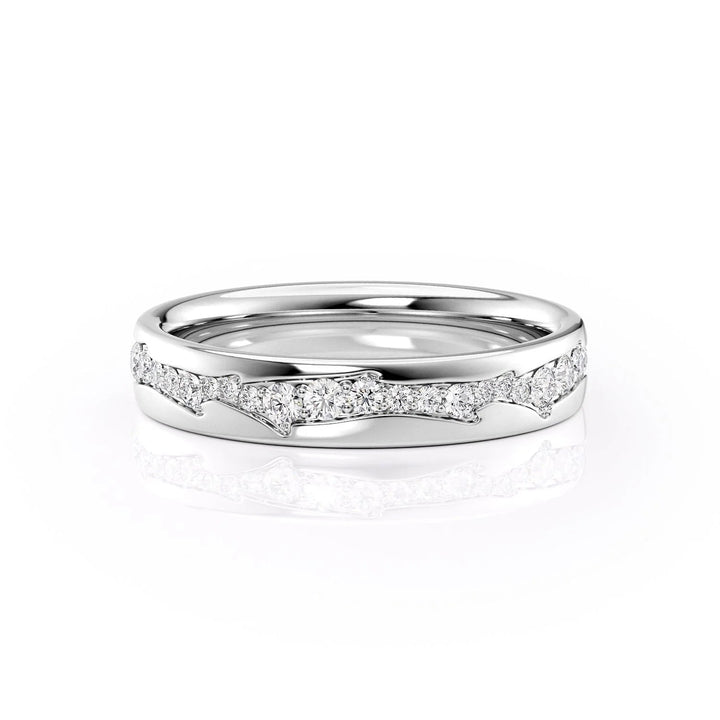 4mm Round Cut Moissanite Twig Cigar Men's Wedding Band