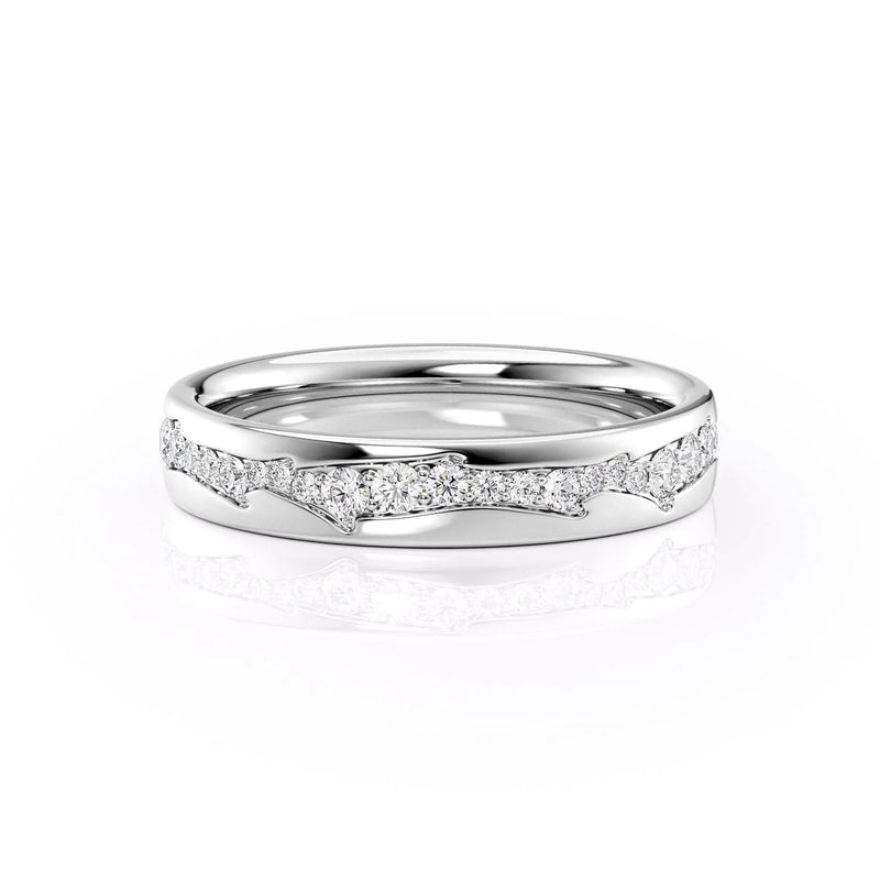 4mm Round Cut Moissanite Twig Cigar Men's Wedding Band