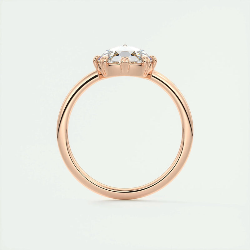 1.85 Ct Rose Cut Solitaire Full Bezel Moissanite Diamond  Engagement Ring