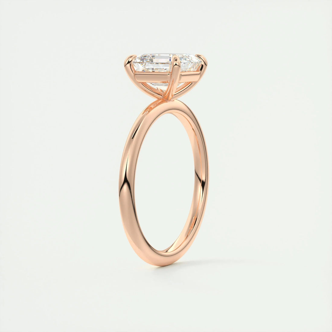 2.0 Ct Asscher Cut Moissanite Solitaire Diamond Engagement Ring