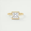 2CT Princess Cut Moissanite Half Bezel Solitaire Engagement Ring