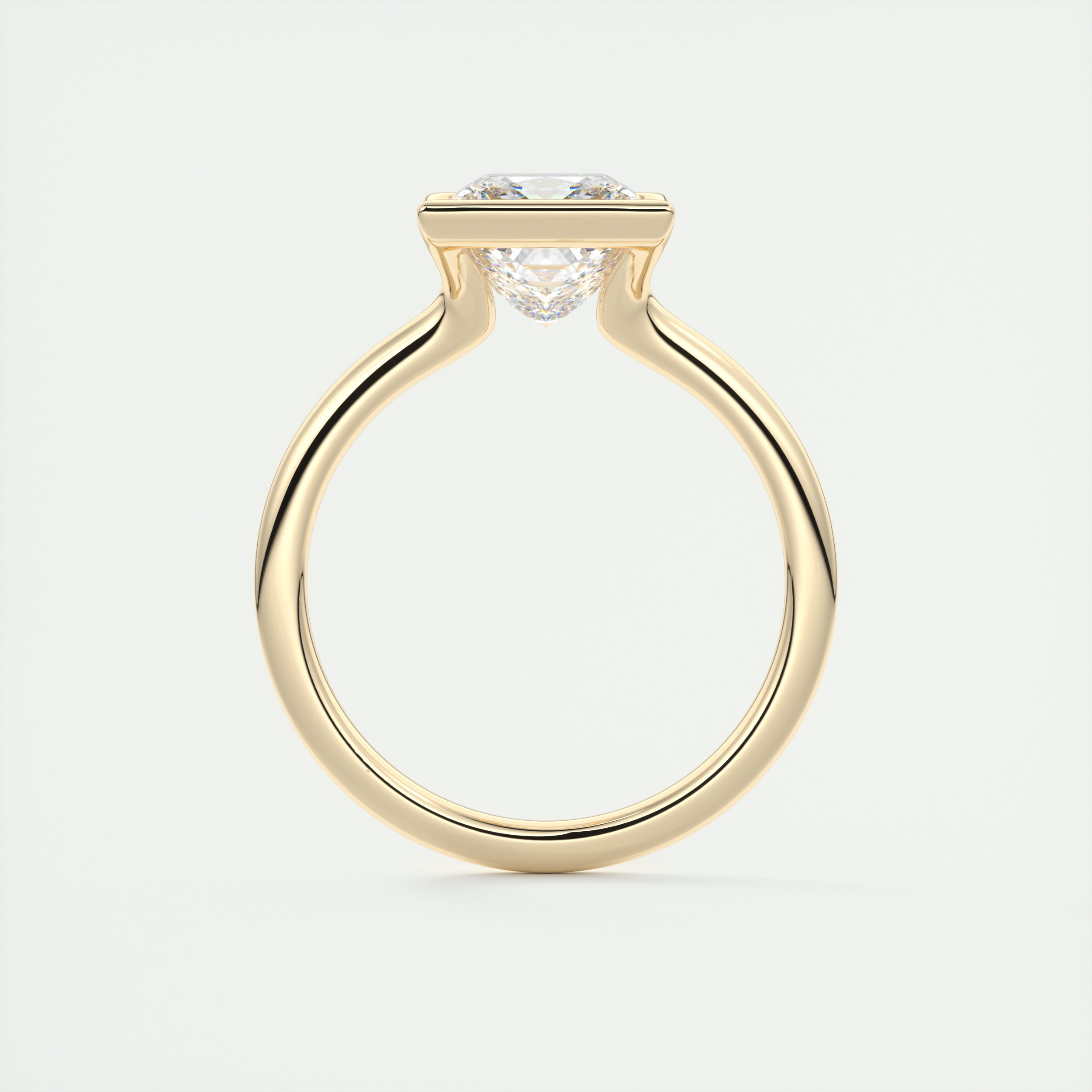 2CT Princess Cut Moissanite Half Bezel Solitaire Engagement Ring