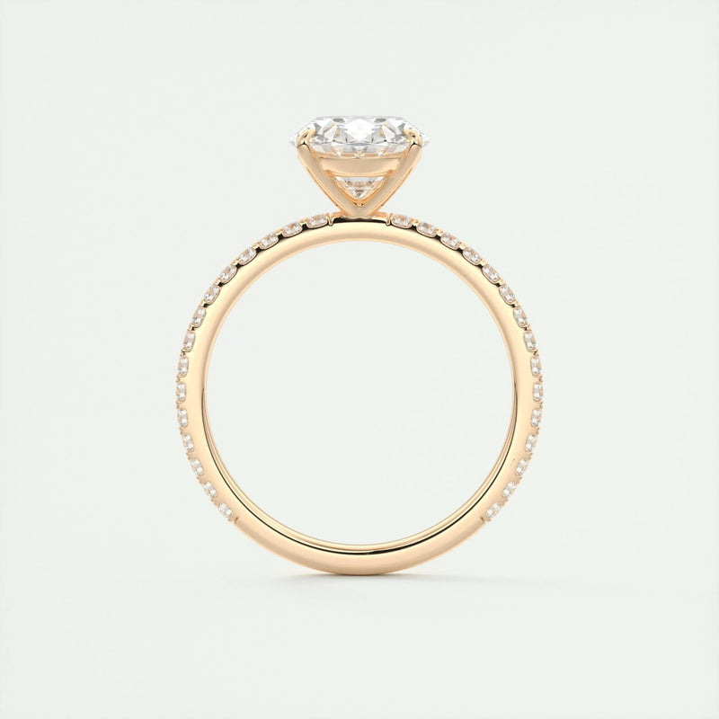 2.0 Ct  Oval Cut Moissanite Pave Diamond Engagement Ring