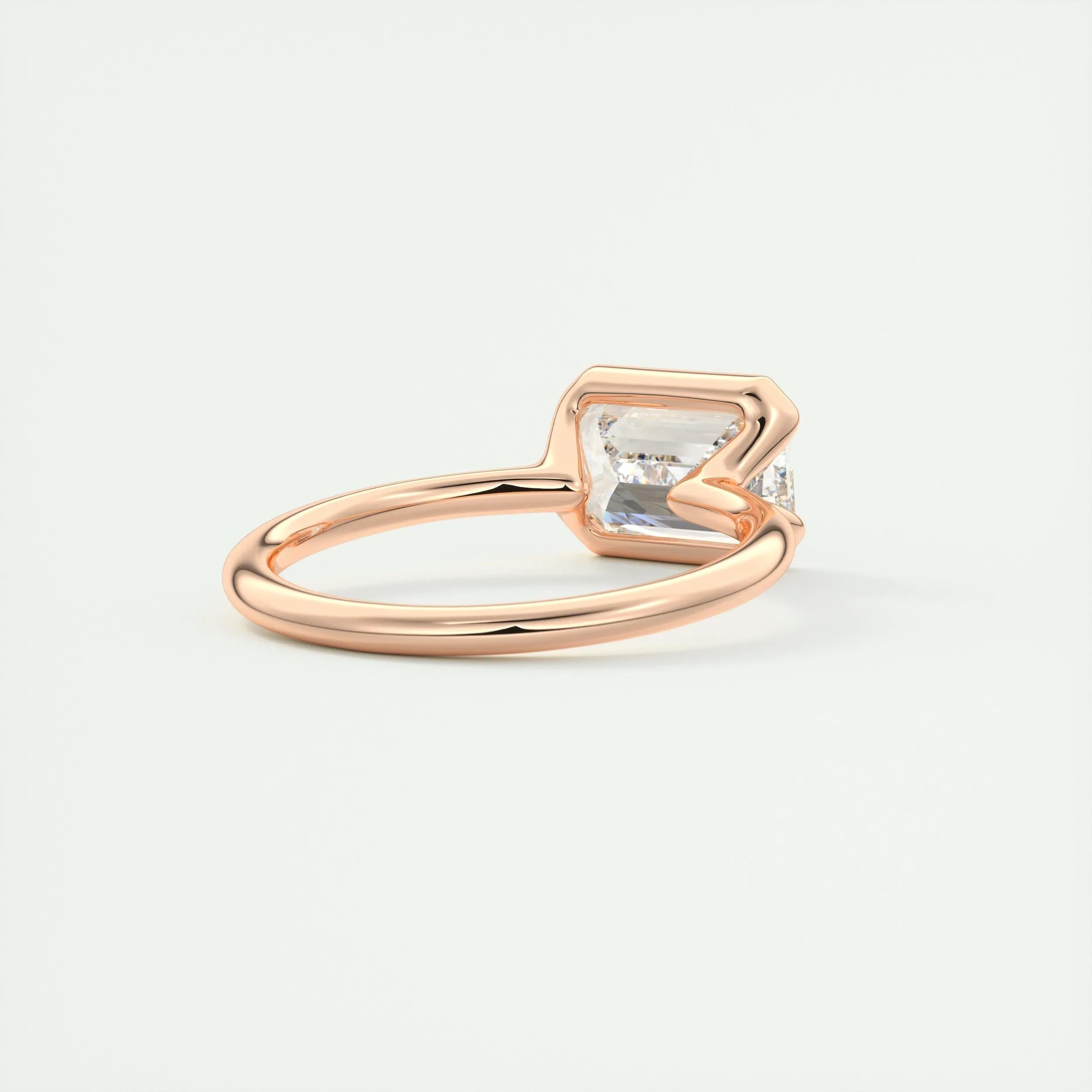 2.0 Ct Emerald East West Half Bezel Solitaire Moissanite Engagement Ring