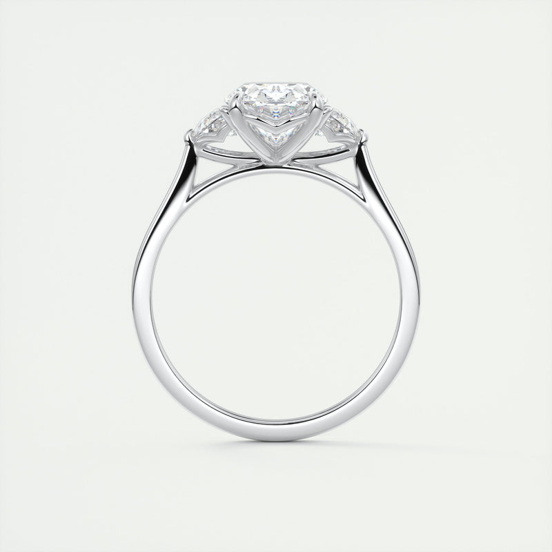 2.0CT Oval Moissanite 3 Stones Engagement Ring