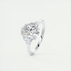 2.0CT Oval Moissanite 3 Stones Engagement Ring