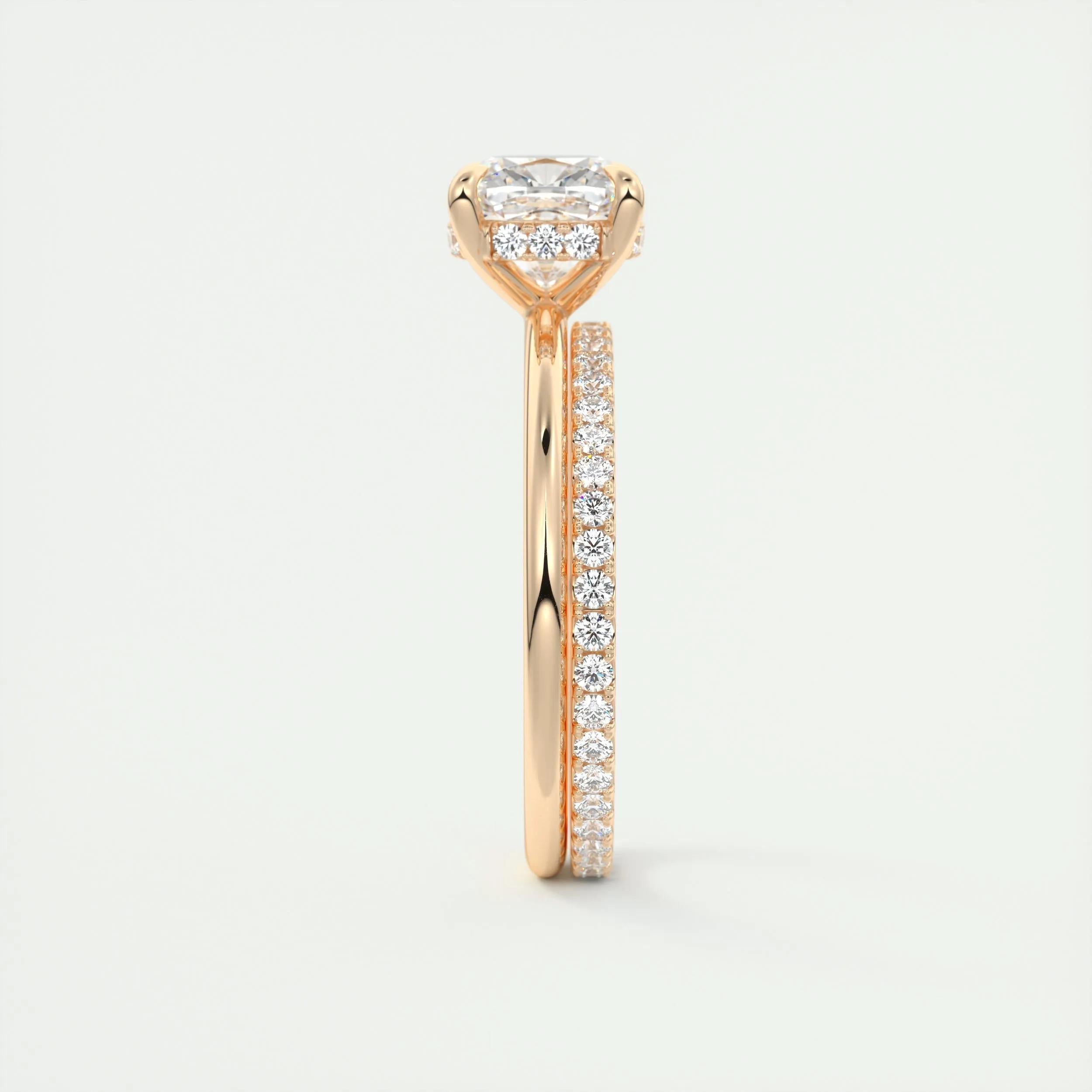 2.0 Ct Cushion Solitaire With Hidden Halo Moissanite Diamond Engagement Ring