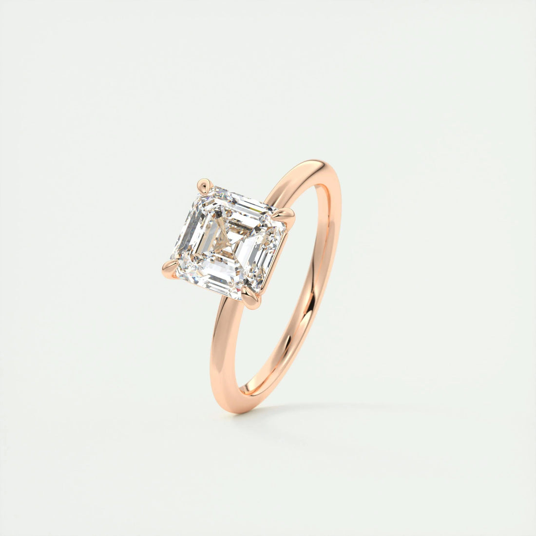 2.0 Ct Asscher Cut Moissanite Solitaire Diamond Engagement Ring