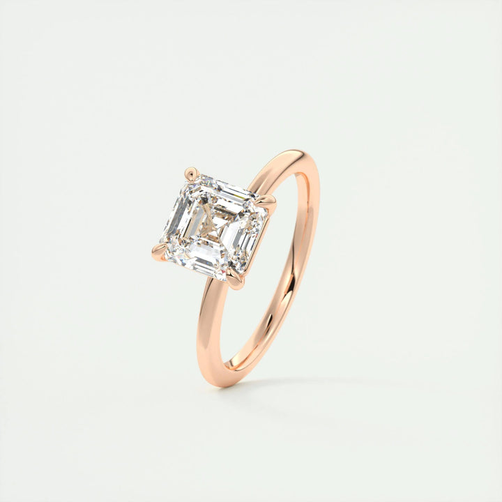 2.0 Ct Asscher Cut Moissanite Solitaire Diamond Engagement Ring