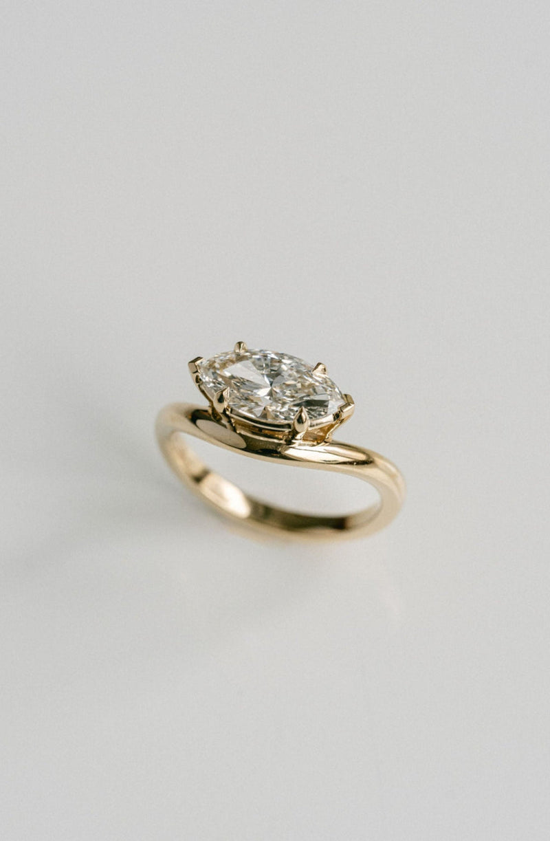 1.50CT-2.50CT East West Marquise Cut Diamond Unique Solitaire Engagement Ring