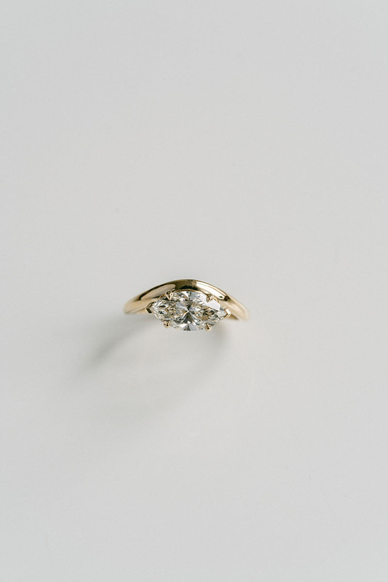 1.50CT-2.50CT East West Marquise Cut Diamond Unique Solitaire Engagement Ring