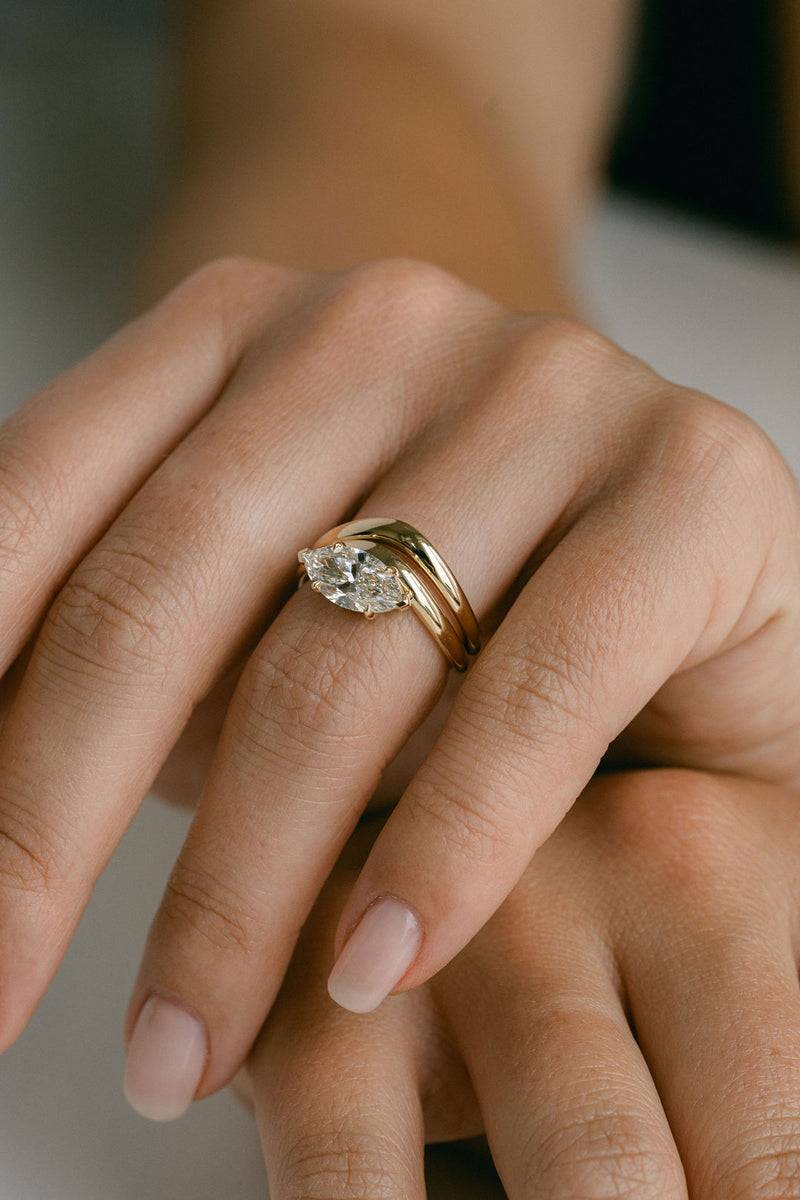 1.50CT-2.50CT East West Marquise Cut Diamond Unique Solitaire Engagement Ring