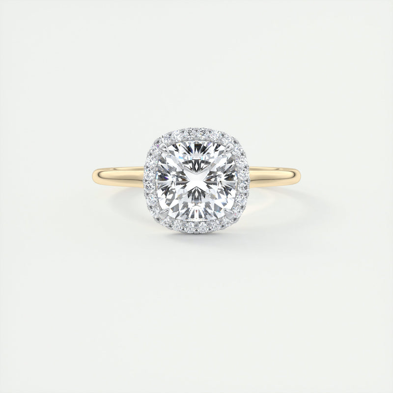 2CT Cushion Cut Moissanite Halo Engagement Ring