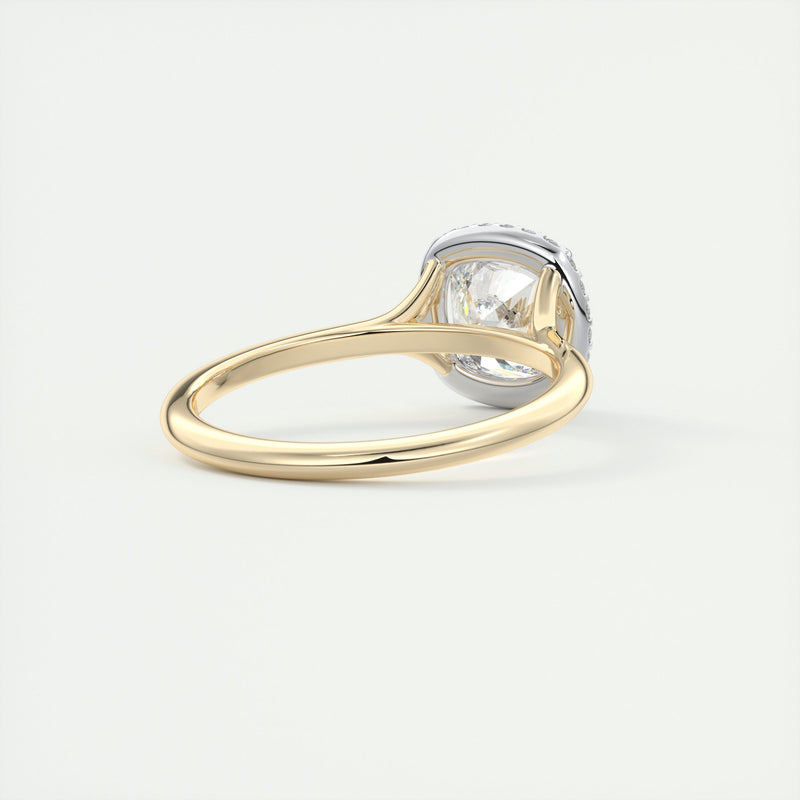 2CT Cushion Cut Moissanite Halo Engagement Ring
