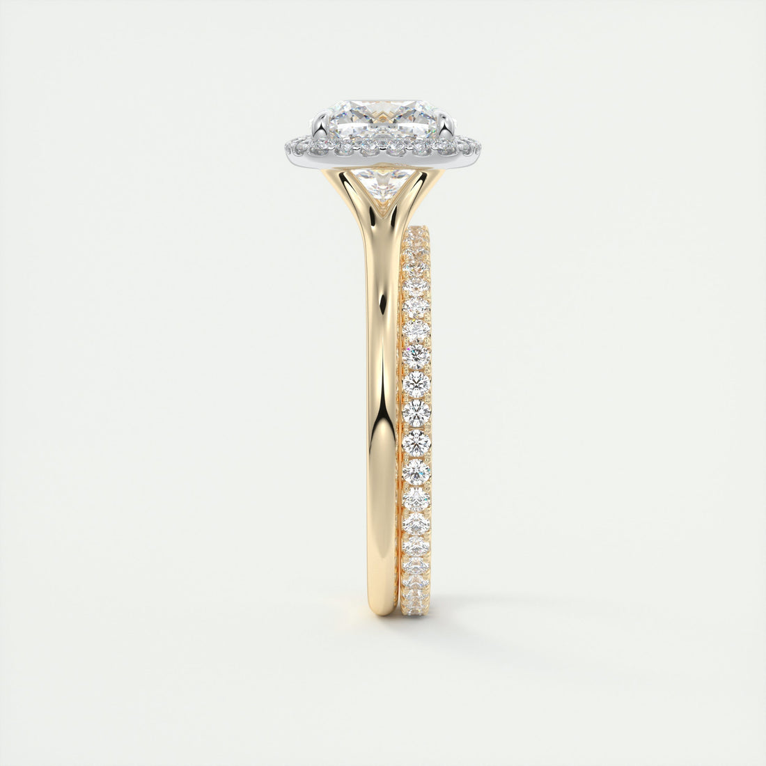 2CT Cushion Cut Moissanite Halo Engagement Ring
