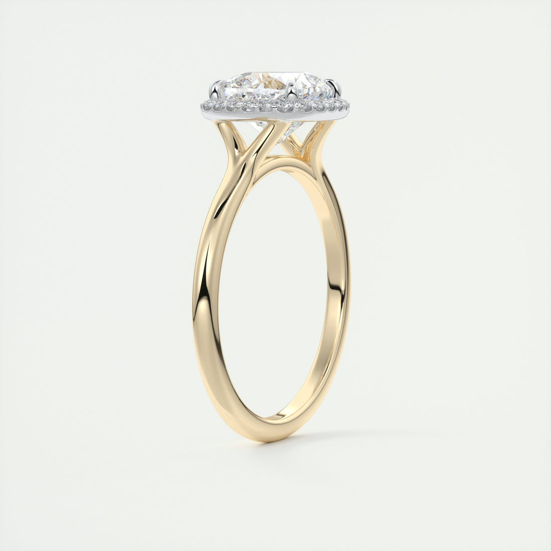 2CT Cushion Cut Moissanite Halo Engagement Ring