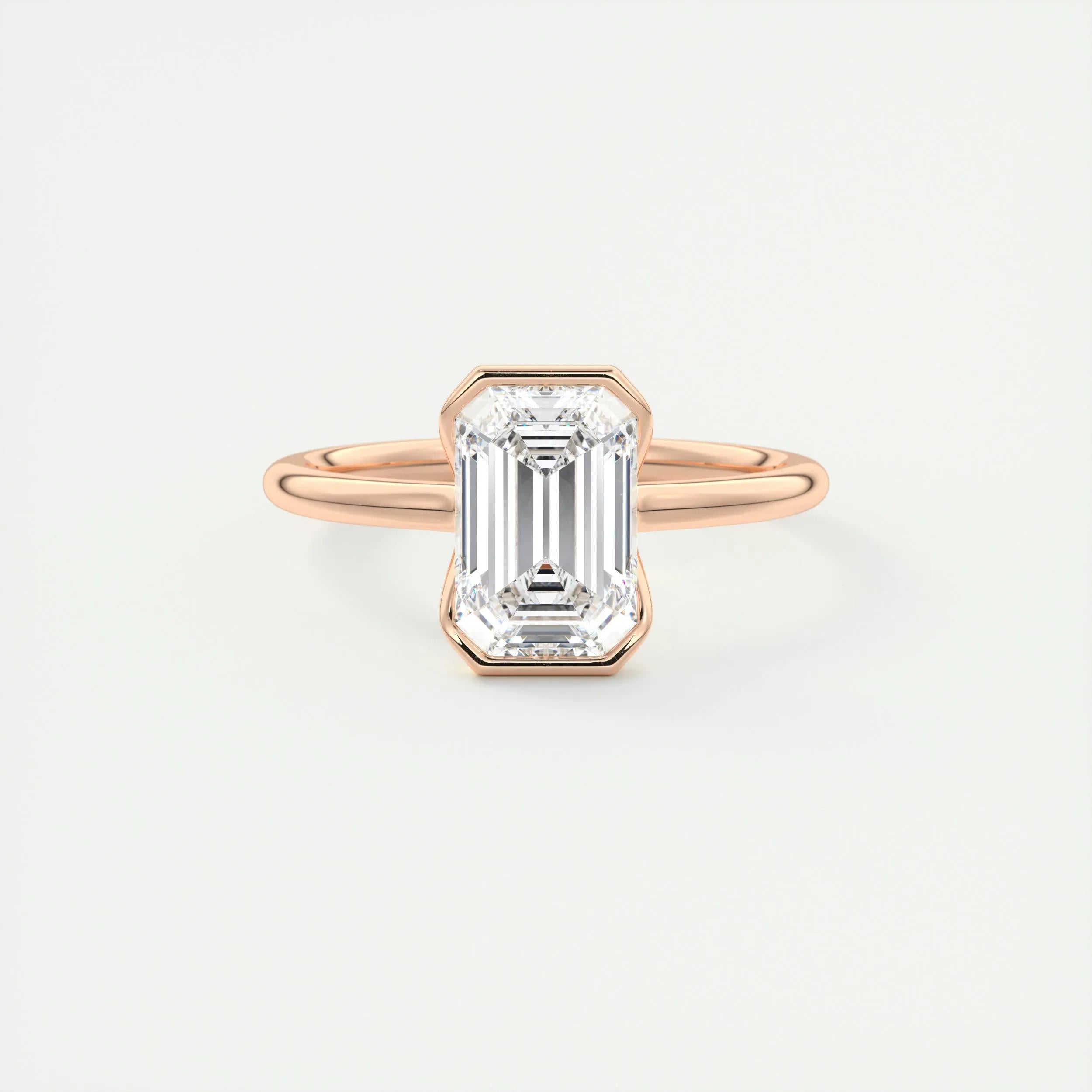 2.0 Ct Emerald East West Half Bezel Solitaire Moissanite Engagement Ring