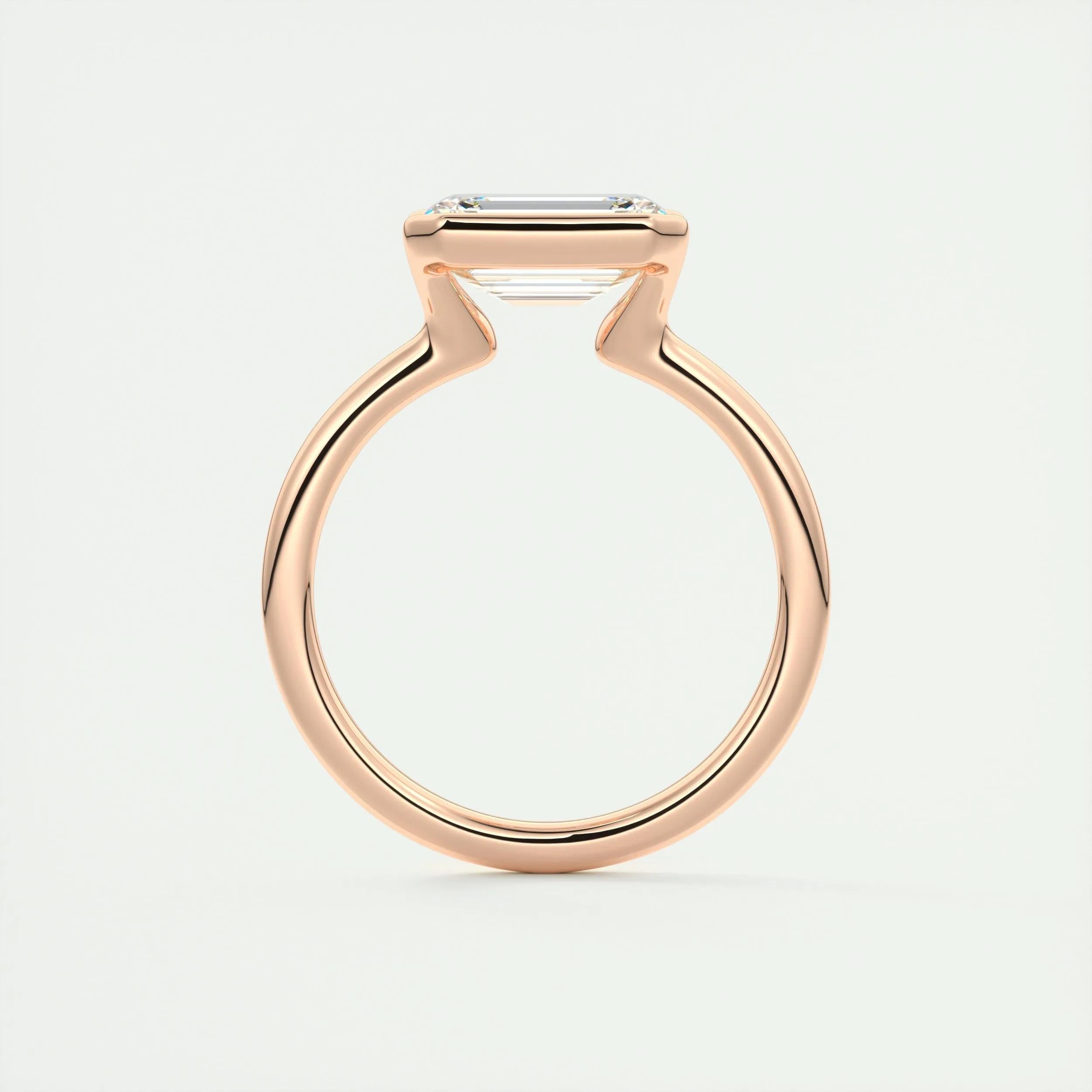 2.0 Ct Emerald East West Half Bezel Solitaire Moissanite Engagement Ring