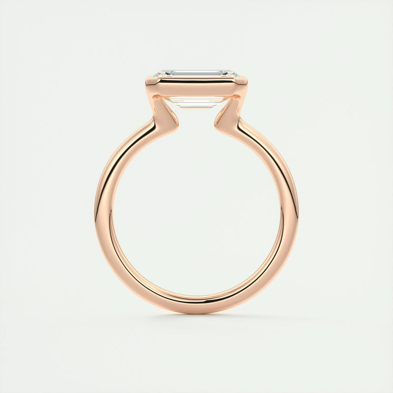 2.0 Ct Emerald East West Half Bezel Solitaire Moissanite Engagement Ring