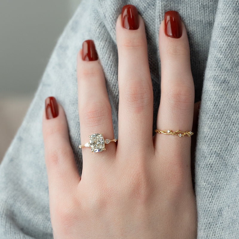 2.0 - 4.0 CT Elongated Cushion Cut CVD Diamond Hidden Halo Style Engagement Ring