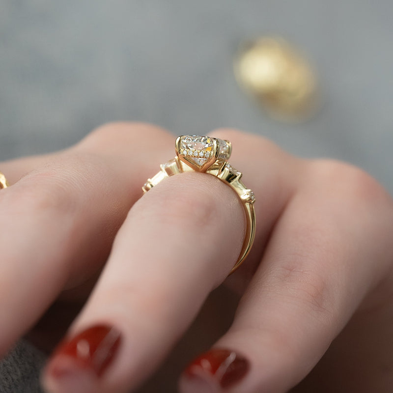 2.0 - 4.0 CT Elongated Cushion Cut CVD Diamond Hidden Halo Style Engagement Ring