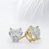 Heart Cut Moissanite Stud Diamond Earrings in 18K Gold