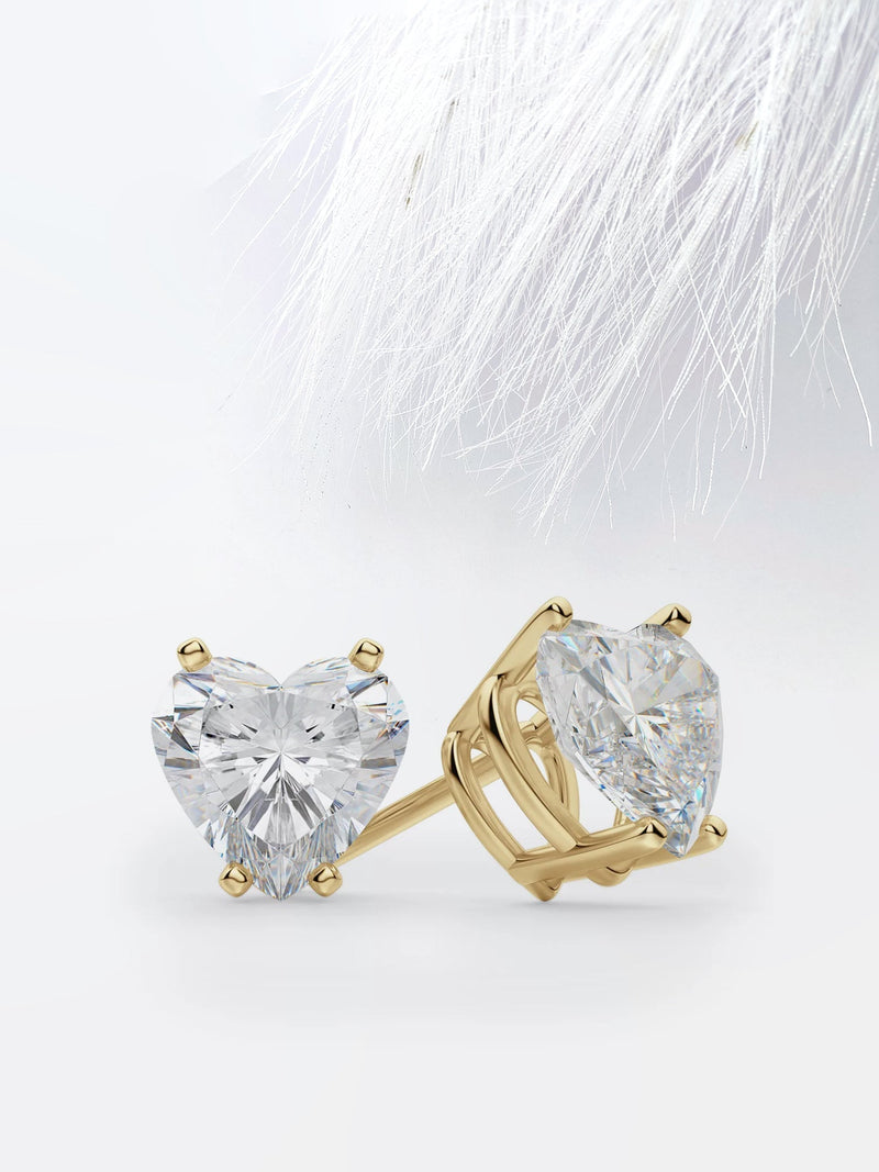 Heart Cut Moissanite Stud Diamond Earrings in 18K Gold