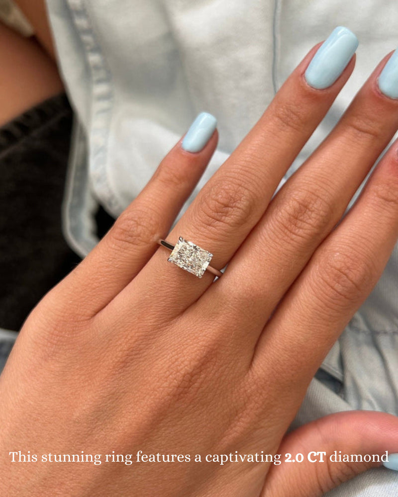 1.0-3.0 CT Radiant CVD Diamond Solitaire Engagement Ring