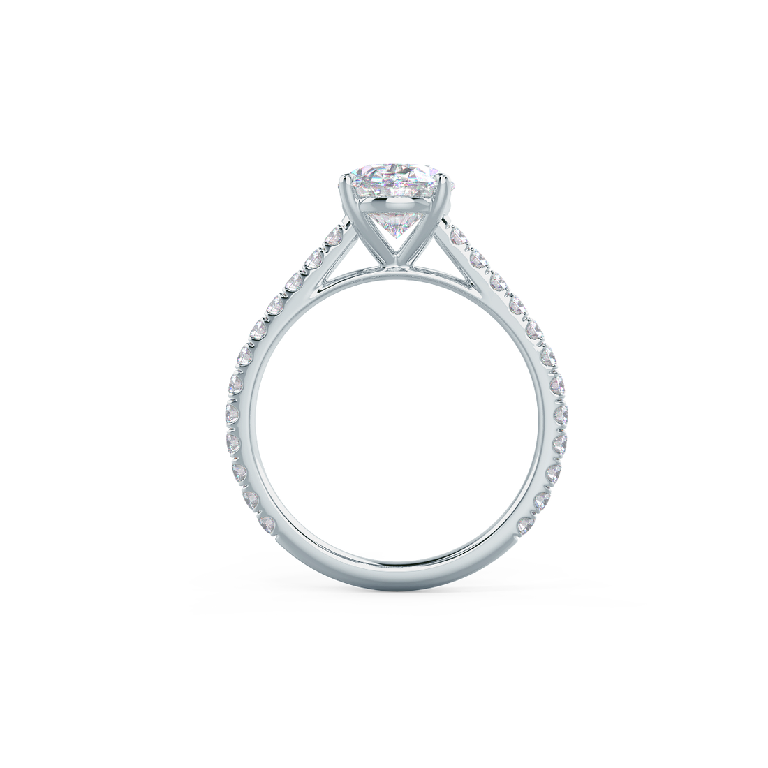 2.50CT Oval Moissanite Solitaire Pave Setting Engagement Ring