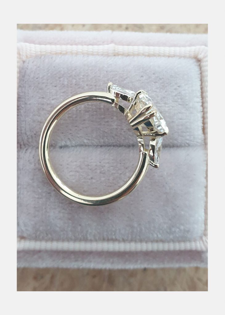 1.50CT Oval Cut Moissanite 3 Stones Engagement Ring