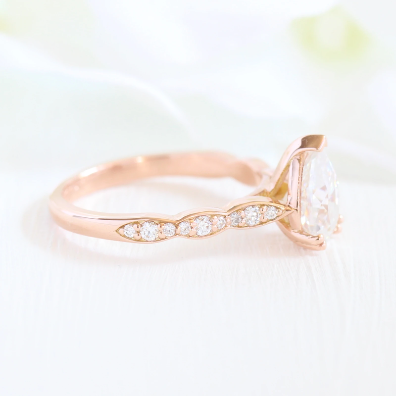 1.50CT Pear Cut Moissanite Solitaire Engagement Ring