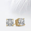 Cushion Cut Moissanite Tulip Set Diamond Earrings in 18K Gold