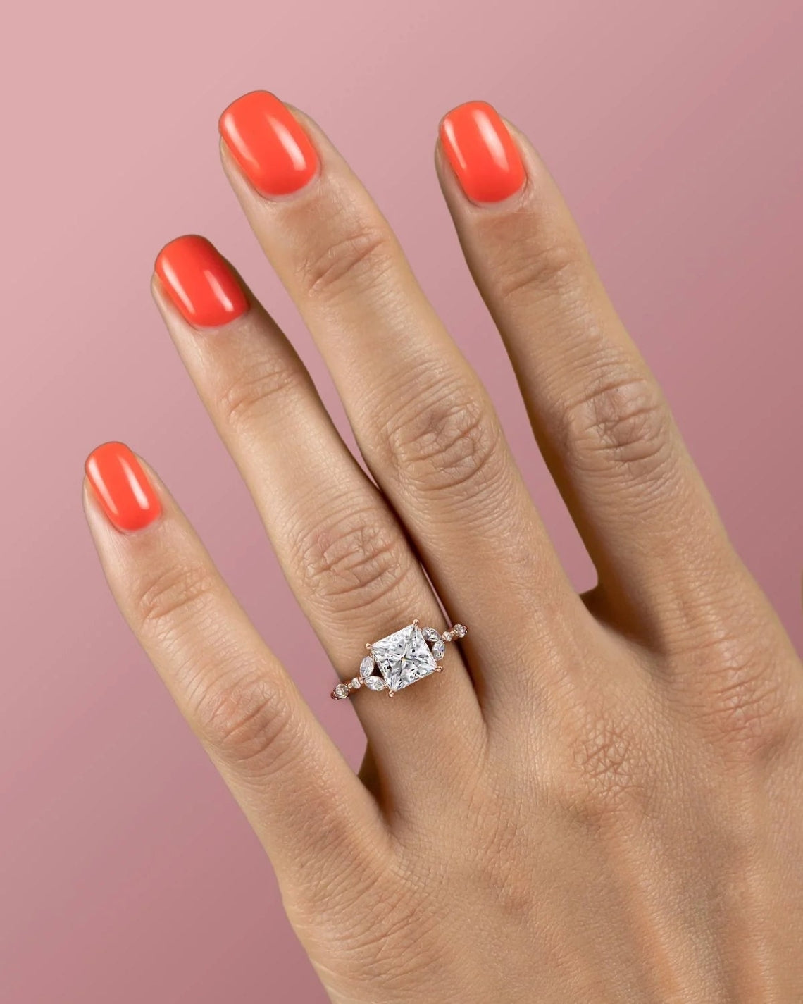 2.0 - 4.0 CT Princess Cut CVD Diamond Cluster Setting Engagement Ring