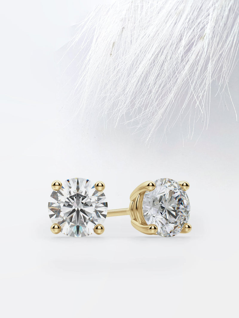 Round Cut Moissanite Stud Diamond Earrings for Women