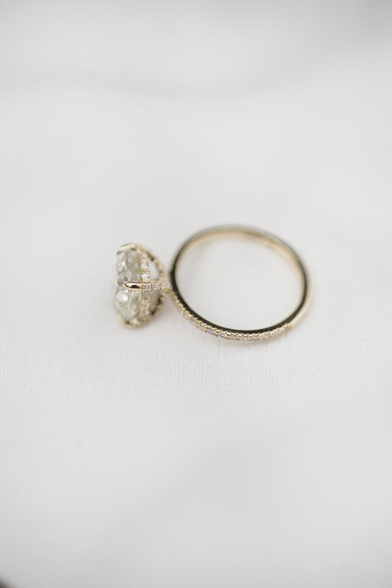 1.80 - 3.80 CT Cushion Moissanite Hidden Halo Pave Setting Engagement Ring