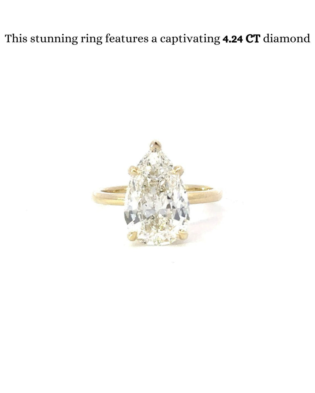 1.50 CT -4.24 CT Pear CVD Diamond solitaire Engagement Ring