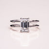 1.50 - 3.0 CT Emerald  CVD Diamond Solitaire Double Band Engagement Ring