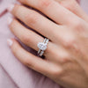 3.0CT Oval Moissanite Hidden Halo Triple Pave Engagement Ring