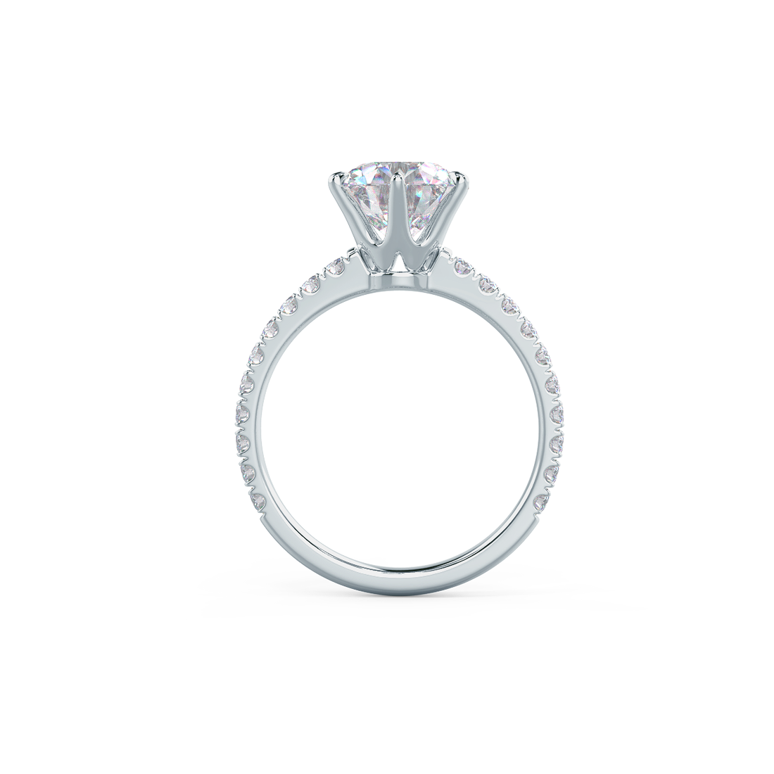 2.0CT Round Moissanite Solitaire Pave Setting Engagement Ring