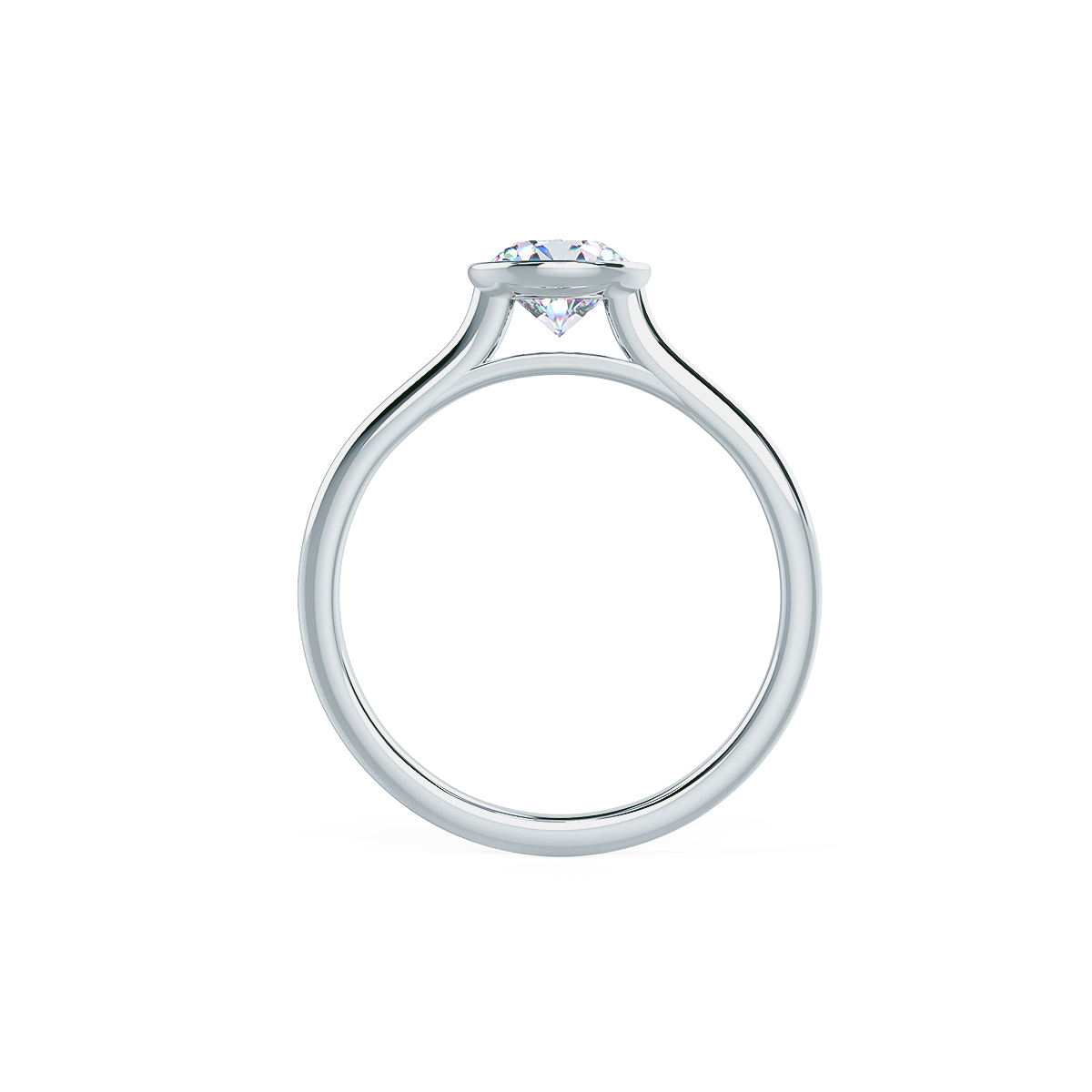 1.5ct Round Cut Moissanite Bezel Solitaire Engagement Ring