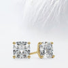 Cushion Cut Moissanite Stud Diamond Earrings for Women