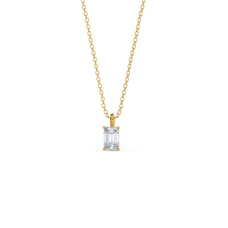 0.70CT-1.50 CT Emerald Cut Moissanite Solitaire Layering Necklace
