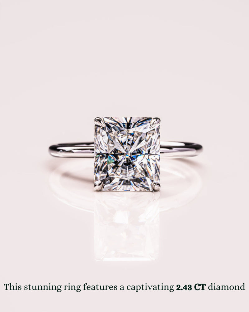 1.43 - 3.43 CT Radiant CVD Diamond Solitaire Engagement Ring