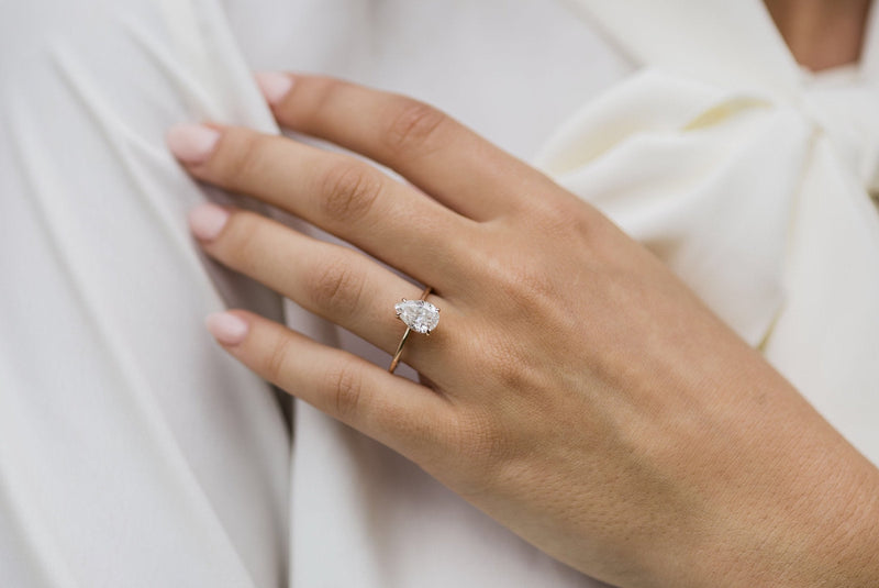 3.85CT Oval Moissanite Triple Pave Setting Engagement Ring