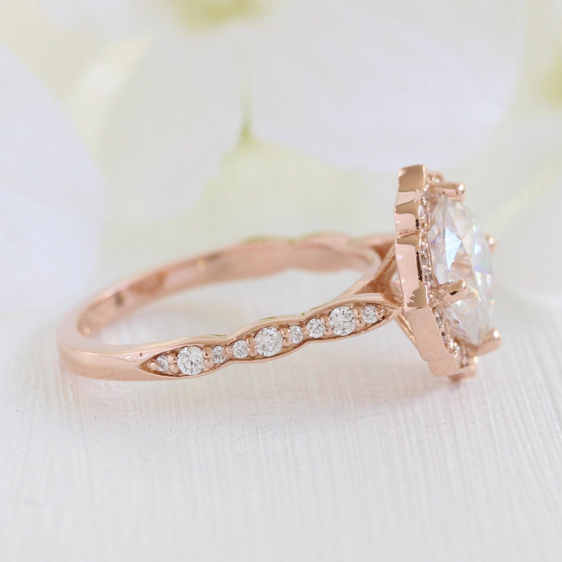 2.30CT Cushion Moissanite Vintage Halo Engagement Ring