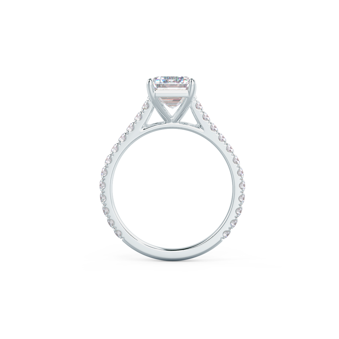1.75CT Emerald Cut Moissanite Pave Setting Engagement Ring