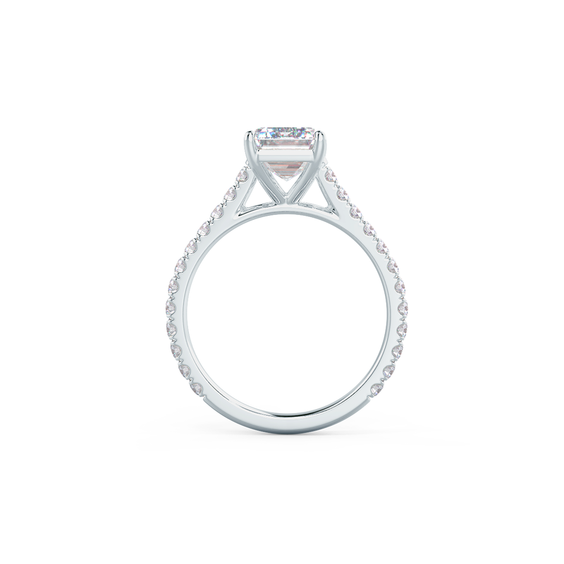 1.75CT Emerald Cut Moissanite Pave Setting Engagement Ring