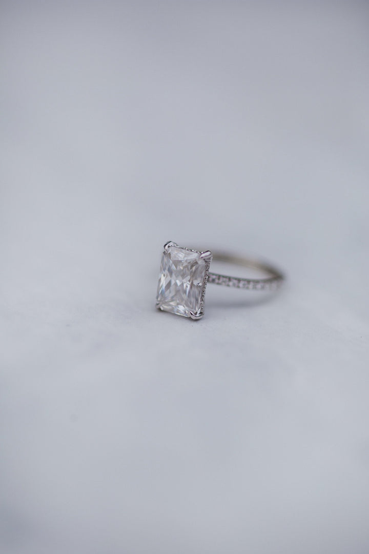 2.70CT Radiant Moissanite Hidden Halo Pave Setting Engagement Ring
