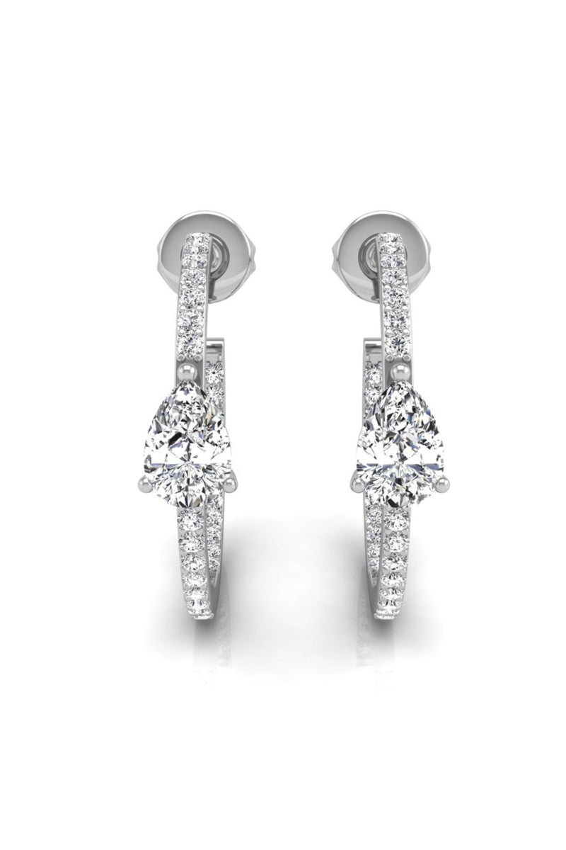 Pear & Round Cut Moissanite Diamond Hoop Earrings for Her