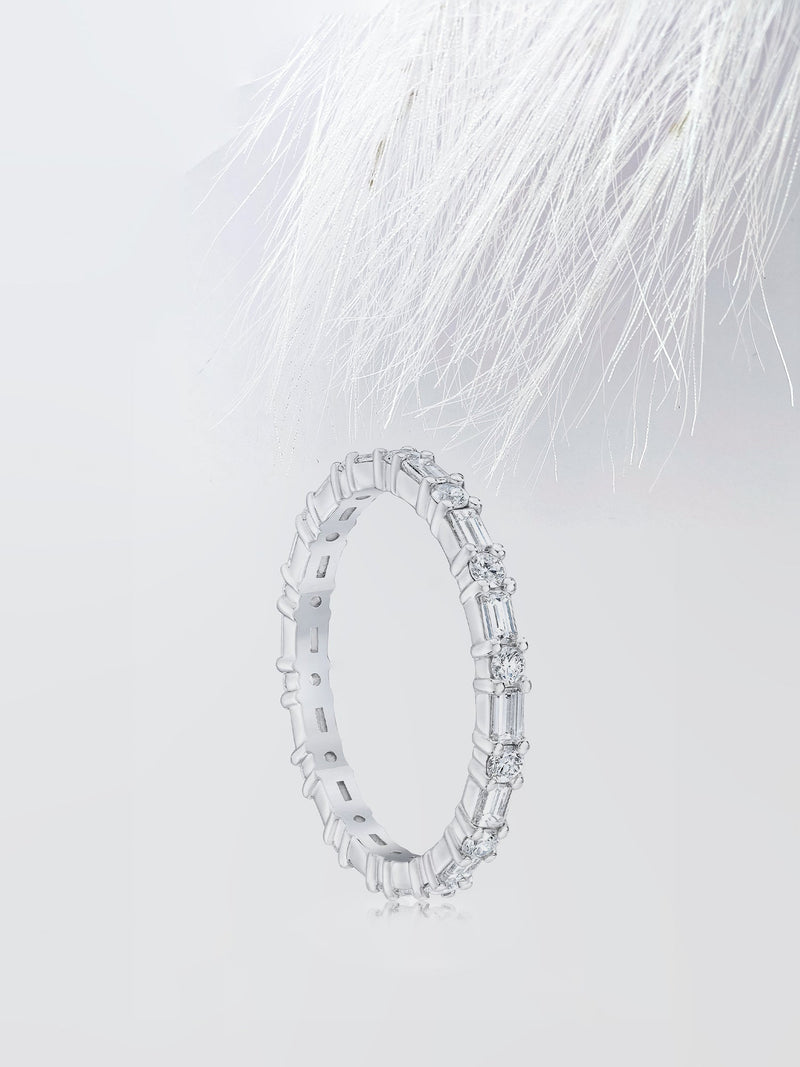 Baguette & Round Cut Moissanite Eternity Diamond Wedding Band